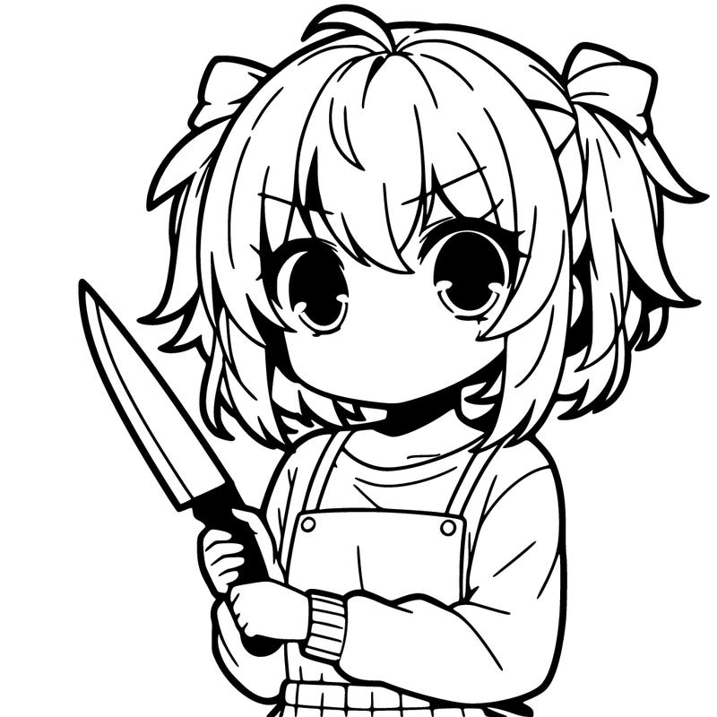 anime girl holding a knife