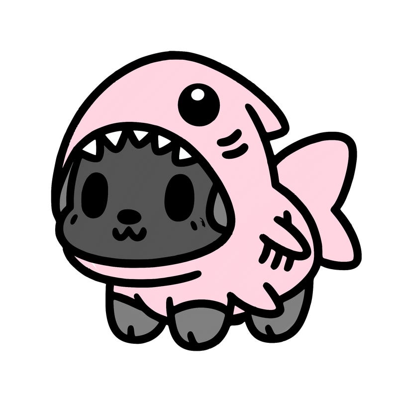 cute dog wearing a shark costume