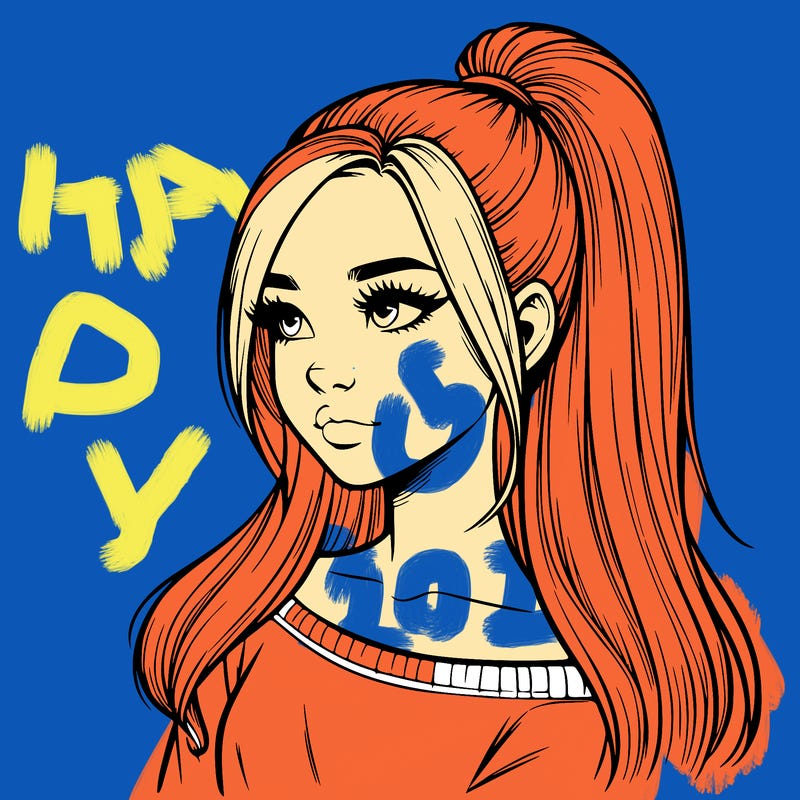 realistic girl with a high ponytail