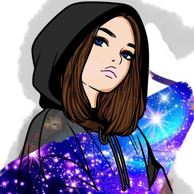 a realistic girl in a hoodie