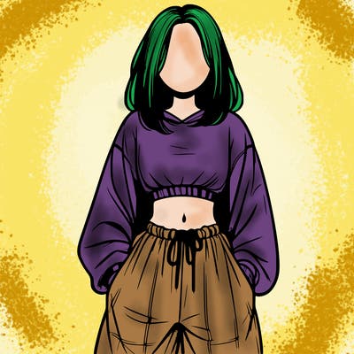 realistic girl faceless with baggy pants and a crop top