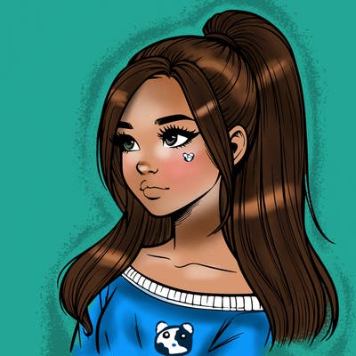 realistic girl with a high ponytail