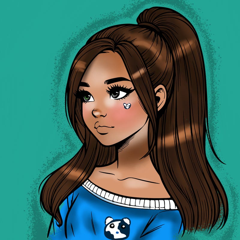 realistic girl with a high ponytail