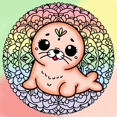 a cute baby seal mandala