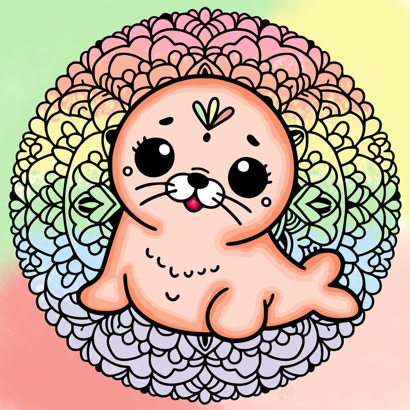 a cute baby seal mandala