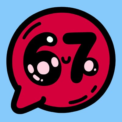 bubble that says 67