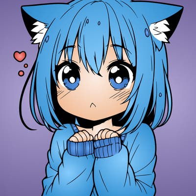 shy anime catgirl