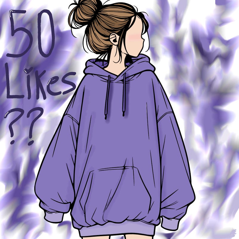 realistic girl with a oversized sweatshirt on and a bun