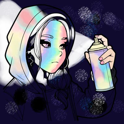 a realistic girl, spray painting