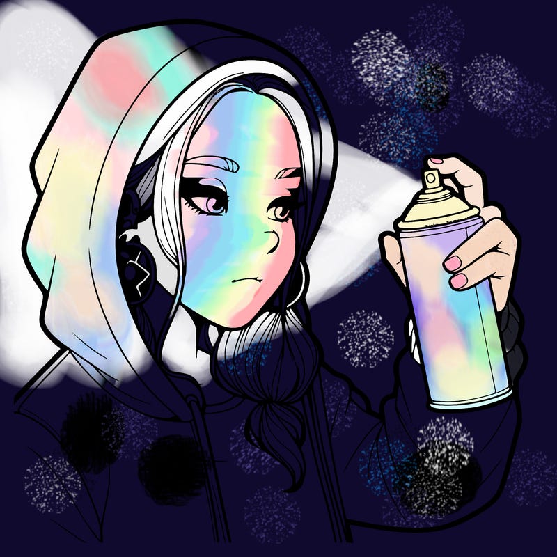a realistic girl, spray painting