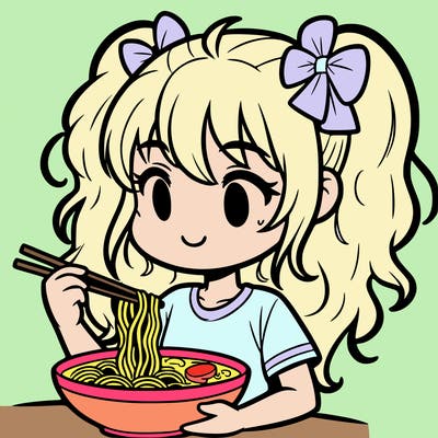 a girl eating ramen