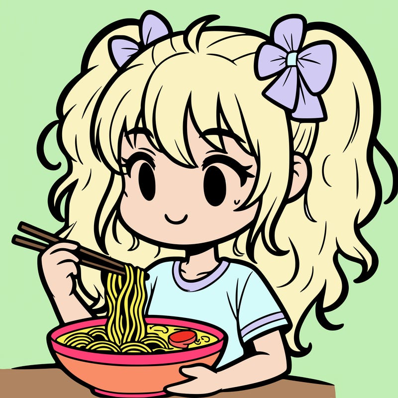 a girl eating ramen