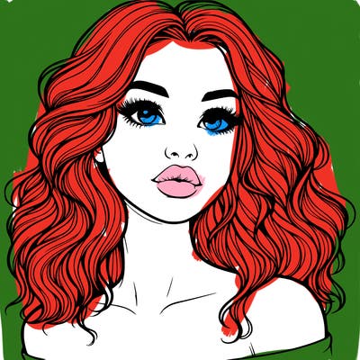 realistic girl with wavy hair and lips