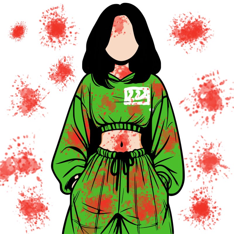 realistic girl faceless with baggy pants and a crop top