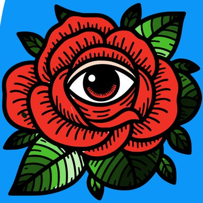rose with eye in middle