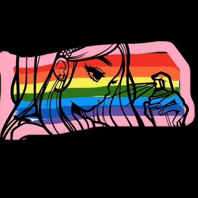 a realistic girl spray painting