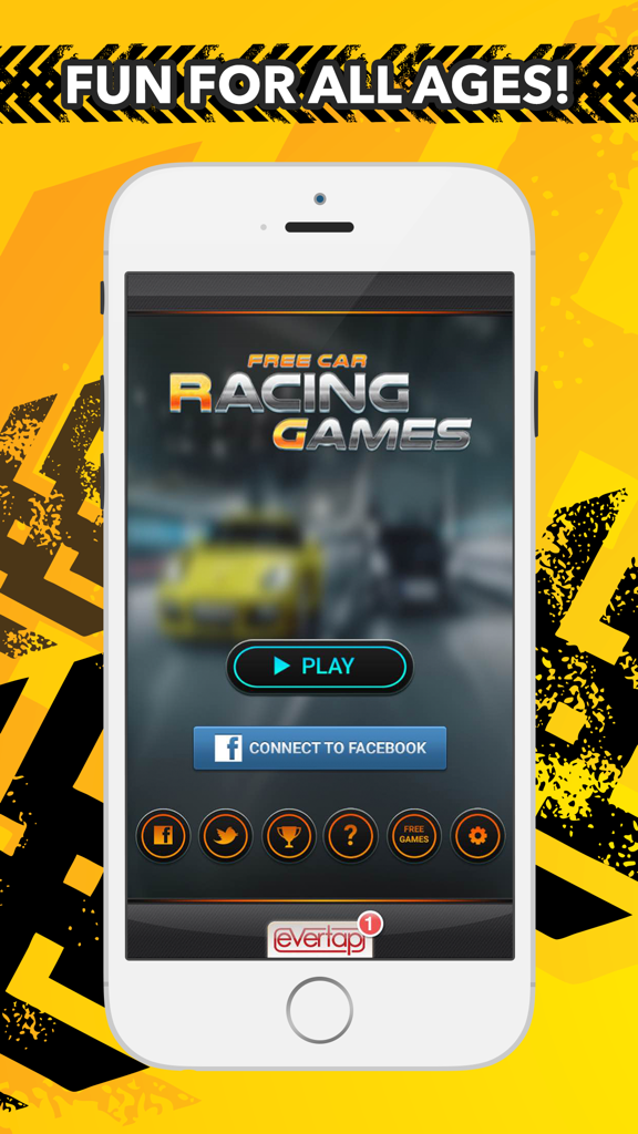 Free Car Racing Games - Menú principal de la aplicación Juegos de Carreras de Autos Gratis en un smartphone mostrando el botón de jugar y el título
