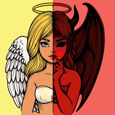 realistic angel half demon