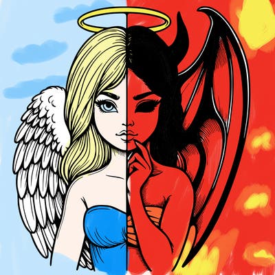 realistic angel half demon