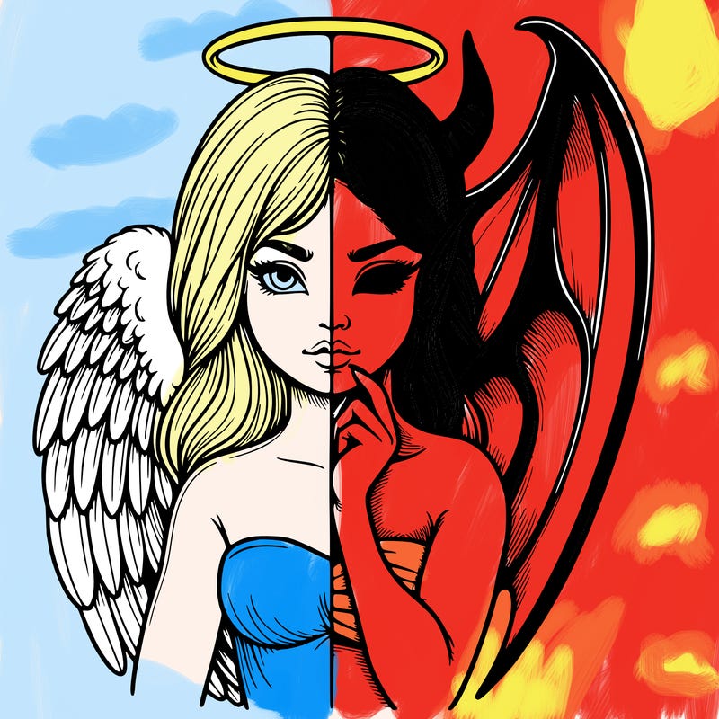 realistic angel half demon