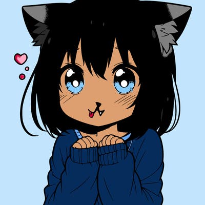 shy anime catgirl