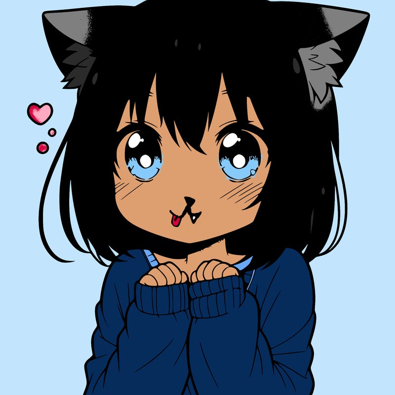 shy anime catgirl