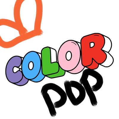 a sign that says color in bubble writing