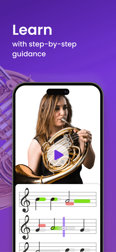 Interactive French horn lessons with step by step guidance and live feedback