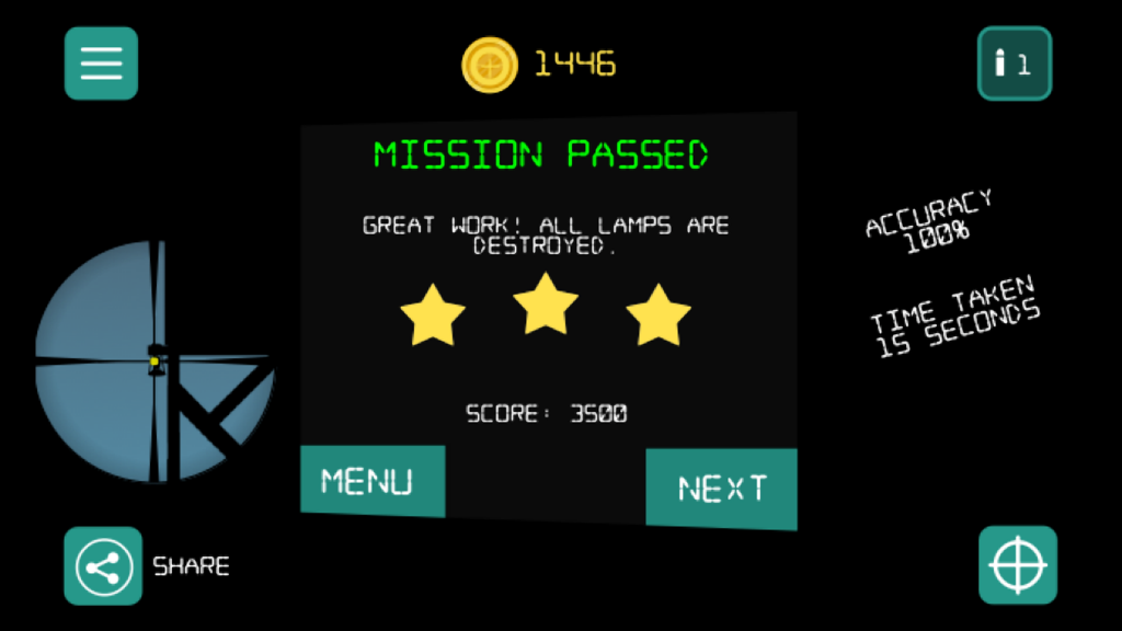 王牌狙击手 - 神枪手的超级英雄斗战 - Ace Sniper game mission passed screen showing three stars and a score of 3500