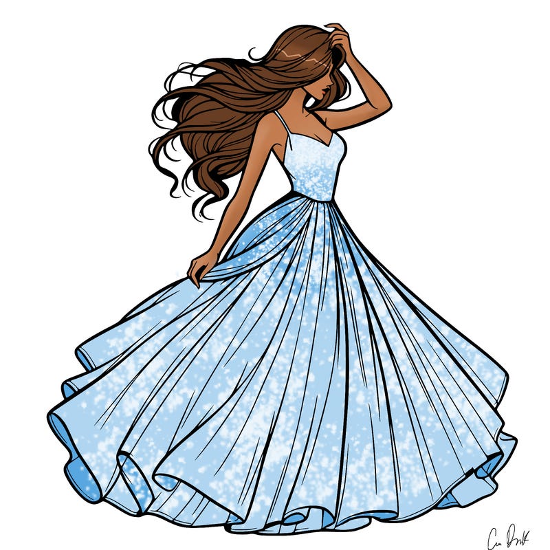 realistic woman with dress flowing in the wind