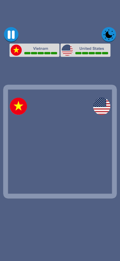 Ball Clash Battle - Two balls with Vietnam and USA flags in a square battle arena