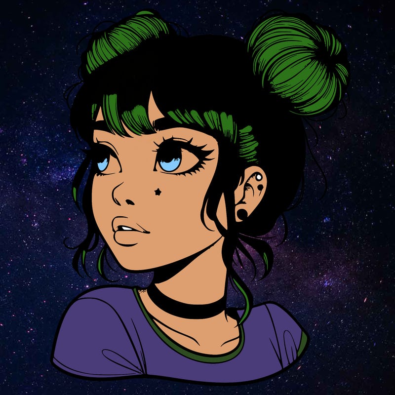 realistic girl with spacebuns