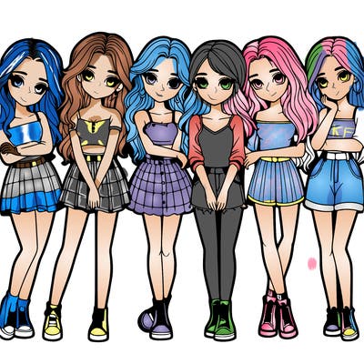 a group of girls realistic