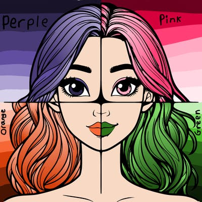 a realistic girl split into four parts