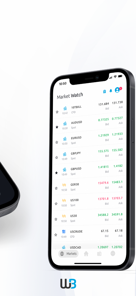 Windsor Brokers - Windsor Brokers app interface showing real-time market prices for various trading instruments.