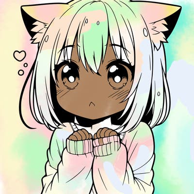 shy anime catgirl