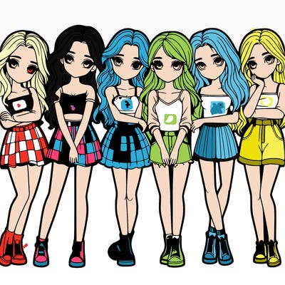 a group of girls realistic