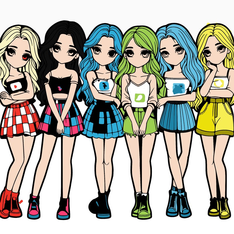 a group of girls realistic