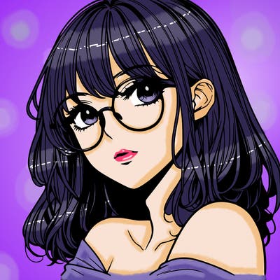 manga woman character with glasses and nice lips