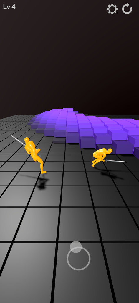 Gelbe Ragdoll-Figuren im Schwertkampf im Handyspiel Ragdoll Blade