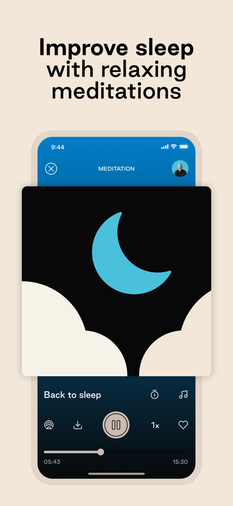 Kyan Health mobile app interface for sleep meditation