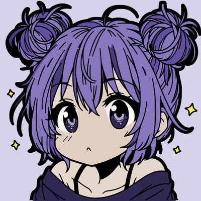 a manga girl with messy small buns