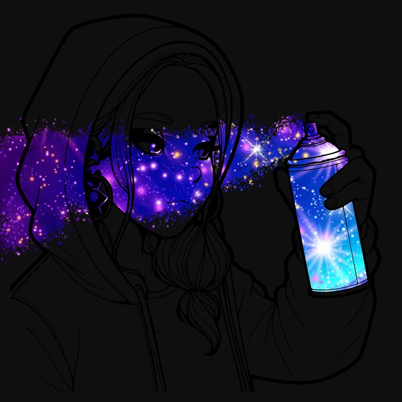 a realistic girl, spray painting