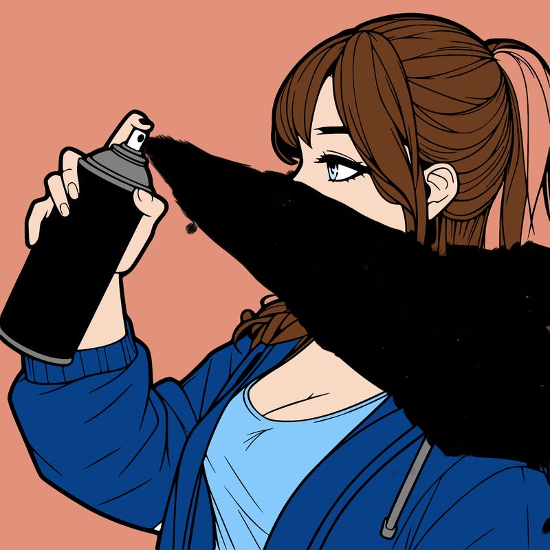 a realistic girl spray, painting