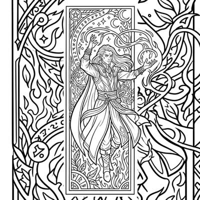 Step into a world of ancient magic with this captivating sorcerer bookmark coloring page. Adorn your favorite books with a mystical guardian you've brought to life with color.