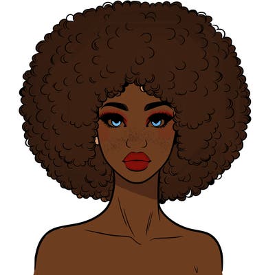 realistic lady with afro