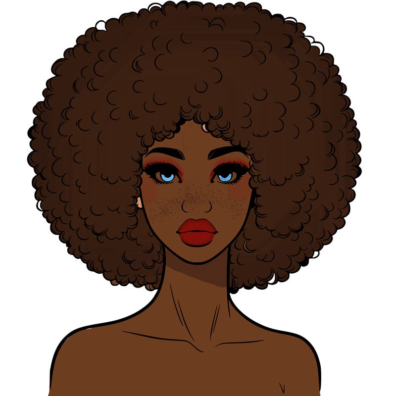 realistic lady with afro