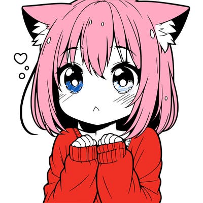 shy anime catgirl