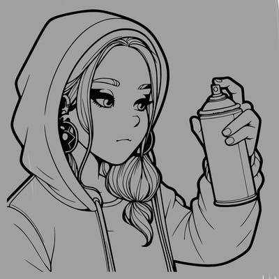 a realistic girl, spray painting