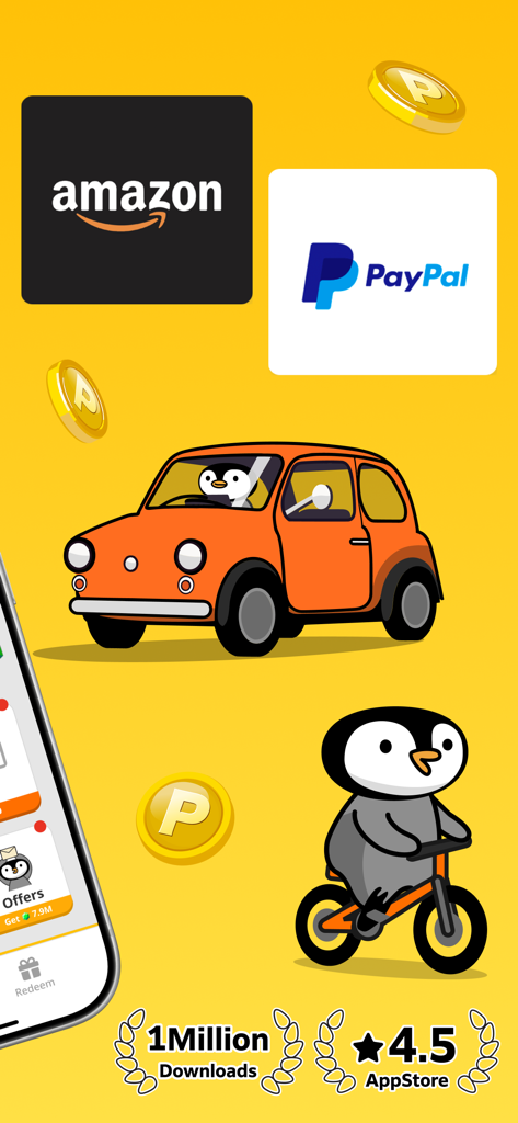 GeoSmile - Move to Earn Money - GeoSmile 앱이 운전 및 자전거 이동에 대한 Amazon 및 PayPal 보상을 보여줍니다